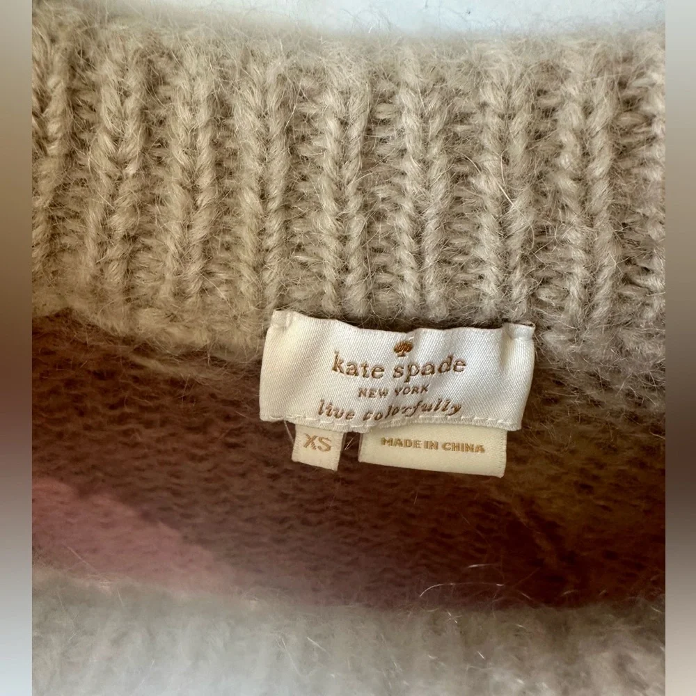 EUC Kate Spade Mohair blend Deco Rose Long Sweater, XS